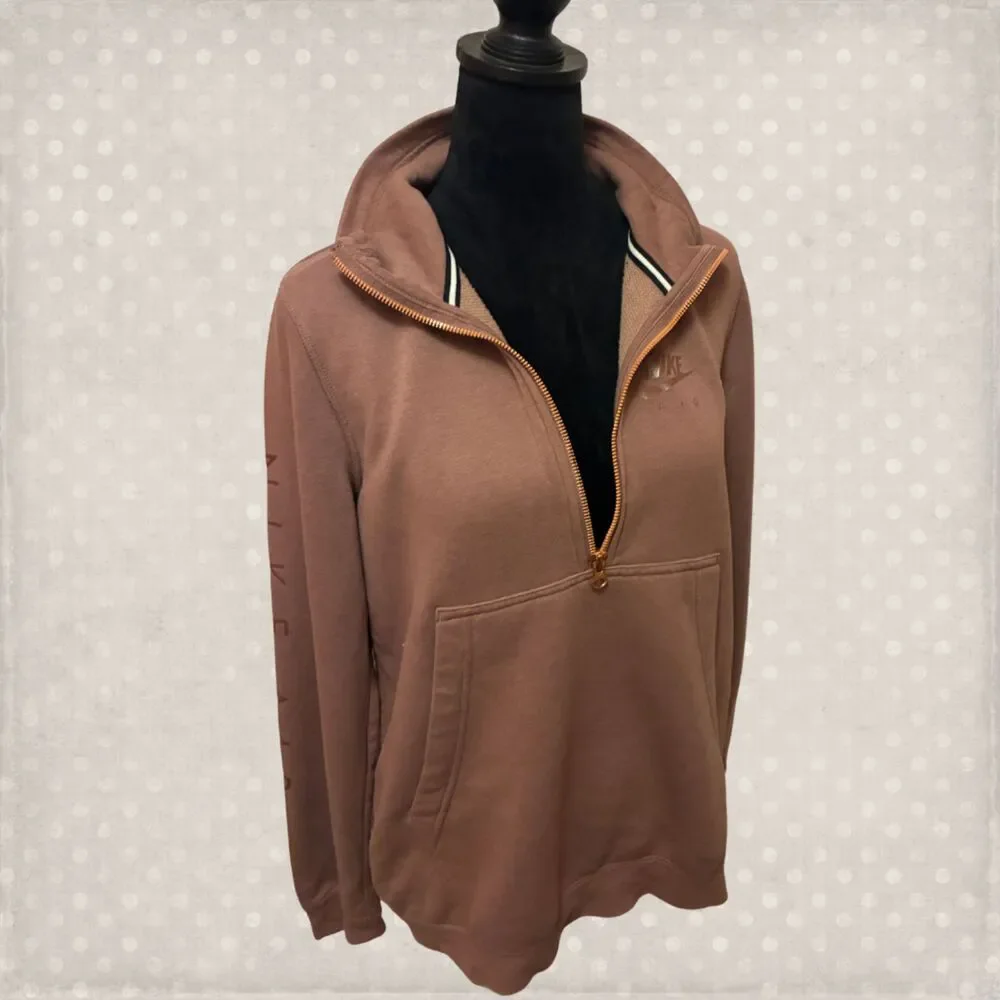 Nike Mock Neck Pullover 3/4 Zip Women's Small Dusty Rose